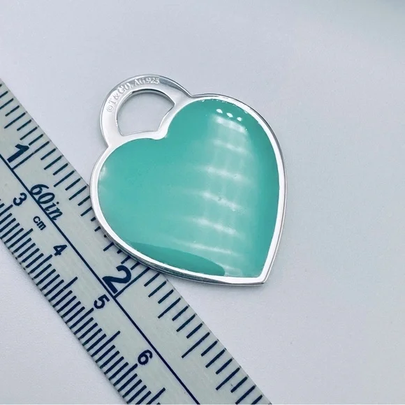 VERY RARE XL Blue Enamel Return to Tiffany Heart Charm Pendant with Packaging - Picture 7 of 10